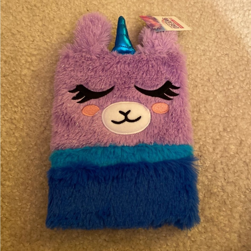 Rainbow Dreams Soft Fuzzy Color Character Journal UNICORN LLAMA